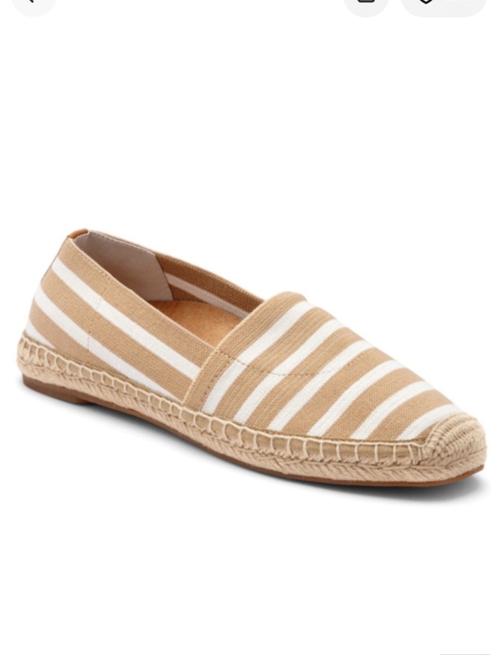 Vionic Valerie White and Tan Striped Espadrille Size 5 EUC